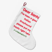 Grande Chaussette De Noël bon lévrier italien (Devant (Accrochage))