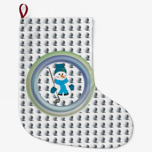 Grande Chaussette De Noël Bonhomme de neige golfeur Swing saisonnier