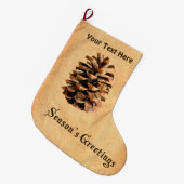 Grande Chaussette De Noël Bonnes Fêtes - Cône de pin (Devant (Accrochage))