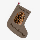 Grande Chaussette De Noël Bonnes Fêtes - Cône de pin (Devant (Accrochage))