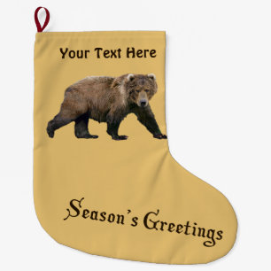 Grande Chaussette De Noël Bonnes Fêtes - Ours Kodiak