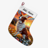 Grande Chaussette De Noël Border Collie Dog (Devant (Accrochage))