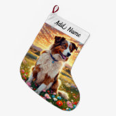 Grande Chaussette De Noël Border Collie Dog (Devant (Accrochage))