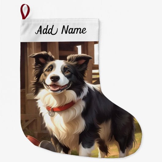 Grande Chaussette De Noël Border Collie Dog (Devant)