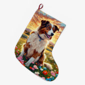 Grande Chaussette De Noël Border Collie Shepherd Dog (Devant (Accrochage))