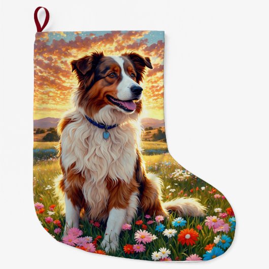 Grande Chaussette De Noël Border Collie Shepherd Dog (Devant)