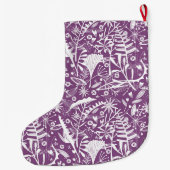 Grande Chaussette De Noël Botanique violet moderne (Dos)