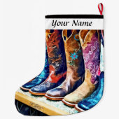 Grande Chaussette De Noël Bottes de cowboy (Dos)