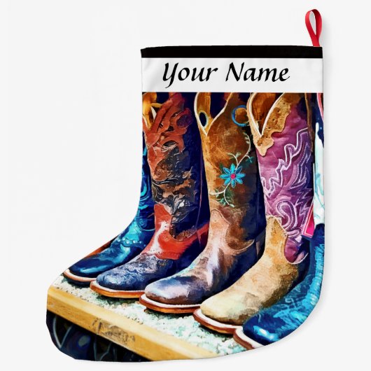 Grande Chaussette De Noël Bottes de cowboy (Dos)