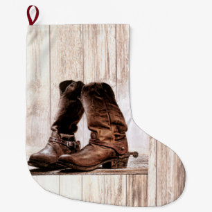 Grande Chaussette De Noël Bottes de stockage personnalisées Pays rustique Ou