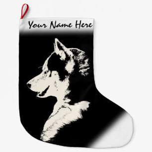 Grande Chaussette De Noël Bouchon de Noël Husky Stocking Chien personnalisé