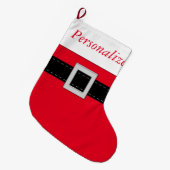 Grande Chaussette De Noël Boucle rouge de Noël avec ceinture et boucle (Devant (Accrochage))