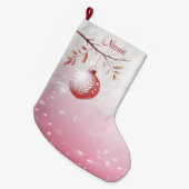 Grande Chaussette De Noël Boule de Noël rose Décoratif (Devant (Accrochage))