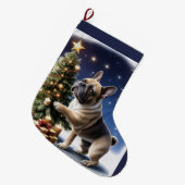 Grande Chaussette De Noël Bouledogue français arbre de Noël Bouledogue (Devant (Accrochage))