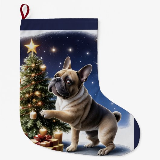 Grande Chaussette De Noël Bouledogue français arbre de Noël Bouledogue (Devant)