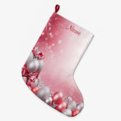 Grande Chaussette De Noël Boules de Noël rose blanc Vacances Stocker (Devant (Accrochage))