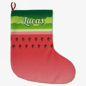 Grande Chaussette De Noël Boutique de Noël Arrière - plan de pastèque (Devant)