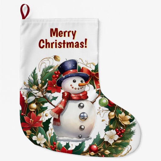 Grande Chaussette De Noël Boutique de Noël Snowman personnalisable (Devant)