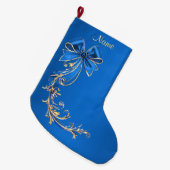 Grande Chaussette De Noël Boutique de vacances Blue Gold (Devant (Accrochage))