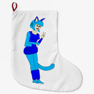 Grande Chaussette De Noël bouton catgirl