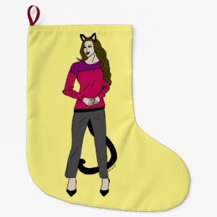Grande Chaussette De Noël bouton catgirl