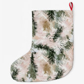 Grande Chaussette De Noël Branches d'arbre de Noël rose argent (Dos)