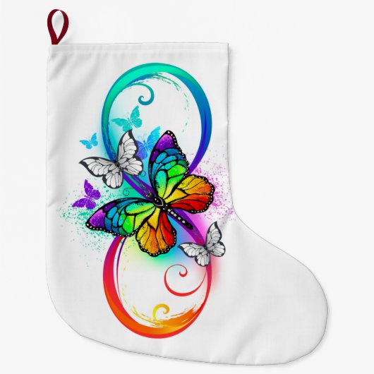 Grande Chaussette De Noël Bright infinity with rainbow butterfly (Devant)