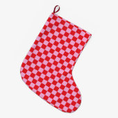 Grande Chaussette De Noël Bright Red and Light Pink Checkered (Devant (Accrochage))
