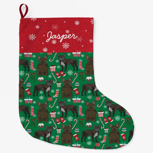 Grande Chaussette De Noël Brindle Frenchie Chien de noël (Devant)