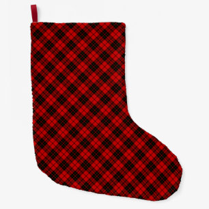 Grande Chaussette De Noël Brodie clan tartan rouge noir plaid