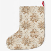 Grande Chaussette De Noël Brown Cream Snowflakes Christmas (Dos)