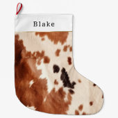 Grande Chaussette De Noël Brown Cream Southwest Cowhide Christmas (Devant)