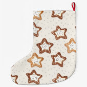 Grande Chaussette De Noël Brown Cream White Star Cookies Christmas   (Dos)