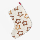 Grande Chaussette De Noël Brown Cream White Star Cookies Christmas   (Dos (Accrochage))