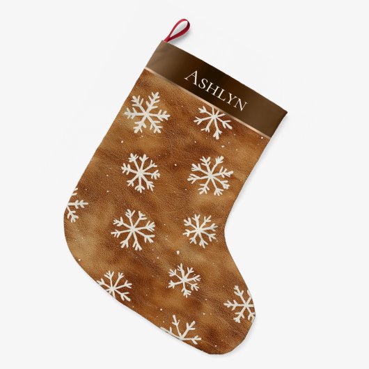 Grande Chaussette De Noël Brown Flèches blanches d'hiver (Devant (Accrochage))
