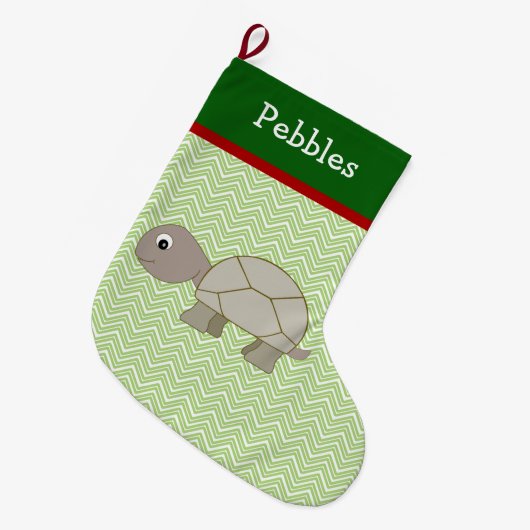Grande Chaussette De Noël Brown turtle Pet personnalisé (Devant (Accrochage))