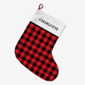 Grande Chaussette De Noël Buffalo Plaid Christmas Black Red (Devant (Accrochage))