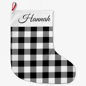 Grande Chaussette De Noël Buffle Noir Et Blanc Rustique Plaid (Devant)