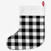 Grande Chaussette De Noël Buffle Noir Et Blanc Rustique Plaid (Dos)