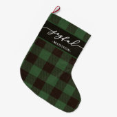Grande Chaussette De Noël Buffle vert Plaid avec Joyeux Script Noël (Devant (Accrochage))