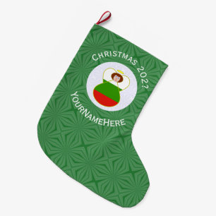 Grande Chaussette De Noël Bulgarian Angel Christmas Flag Personnalisé