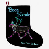 Grande Chaussette De Noël Buon Natale - Caribou électrique (Devant)