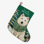 Grande Chaussette De Noël Buon Natale Italien Loup Blanc (Devant (Accrochage))