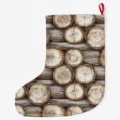 Grande Chaussette De Noël Cabine de bois Noël (Dos)