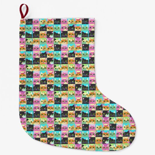 Grande Chaussette De Noël Cadeau de chat | Cute Kawaii Motif (Devant)
