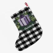 Grande Chaussette De Noël Cadeau de Noël Plaid Buffalo | Violet (Dos (Accrochage))