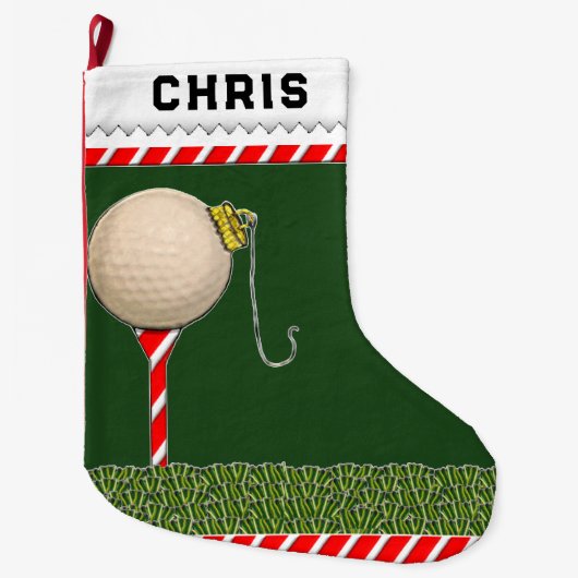 Grande Chaussette De Noël Cadeau de vacances de golf personnalisé (Devant)