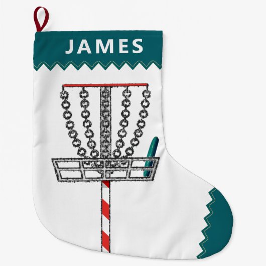 Grande Chaussette De Noël Cadeau de vacances de golf sur disque (Devant)