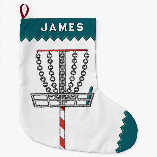 Grande Chaussette De Noël Cadeau de vacances de golf sur disque (Devant)