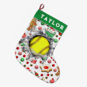 Grande Chaussette De Noël Cadeaux de vacances Softball (Devant (Accrochage))